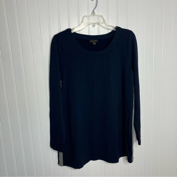 J Jill Top Medium Navy Blue Gray Long Sleeve Stretch Casual Fall Women - Picture 1 of 7